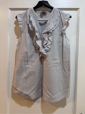 Women’s Ruffled Sleeveless Cotton Tunic Top - Light Gray (LOFT)